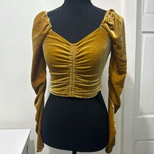 Velvet Ruched Mustard Top